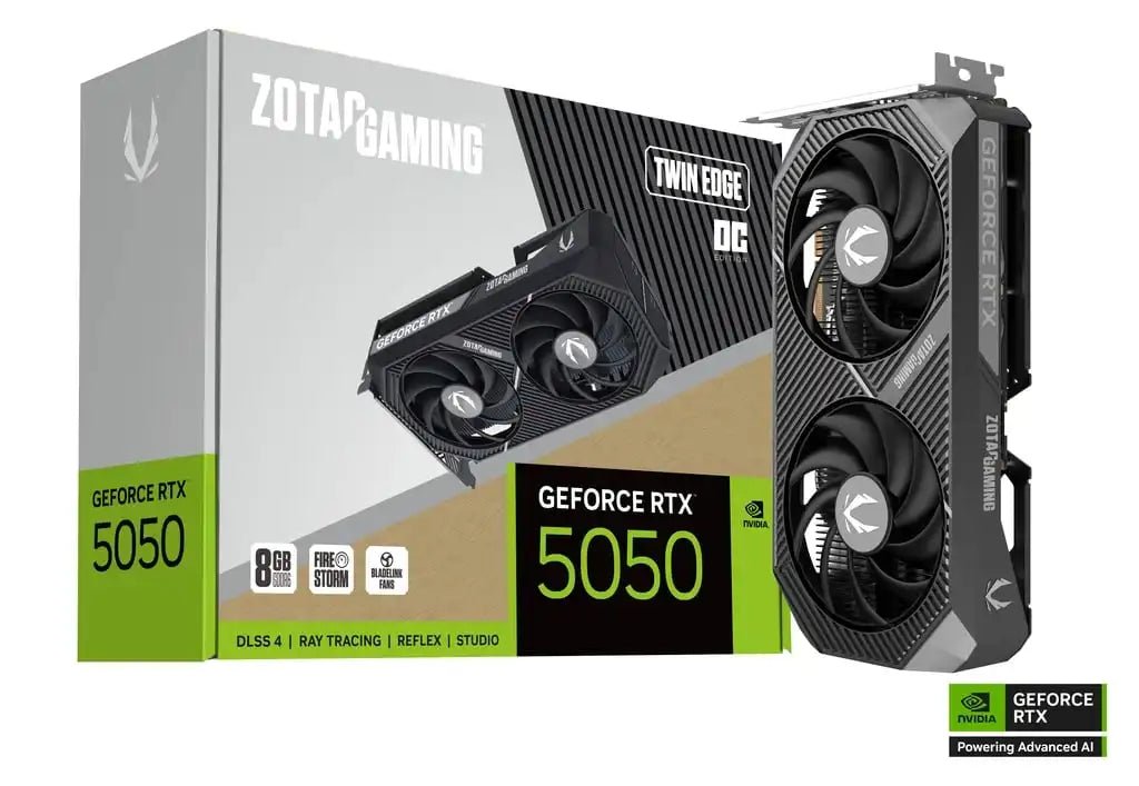ZOTAC GAMING GEFORCE RTX 5050 TWIN EDGE OC 8GB GDDR6 Graphic Card | ZT - B50500H - 10M - Vektra Computers LLC ZOTAC GAMING GEFORCE RTX 5050 TWIN EDGE OC 8GB GDDR6 Graphic Card | ZT - B50500H - 10M - Vektra Computers LLC